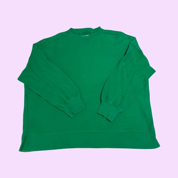 Aerie Big Chill Textured Crewneck Sweater, Bright Green, Size L - Picture 1 of 6